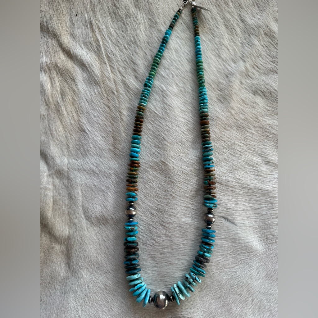 Ombr Turquoise And Navajo Pearl Necklace